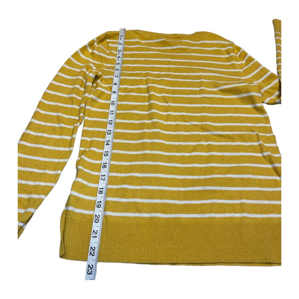 Old Navy Sweater Girls XS Yellow White Striped Ribbed Classic Fit Long Sleeve - Picture 4 of 6
